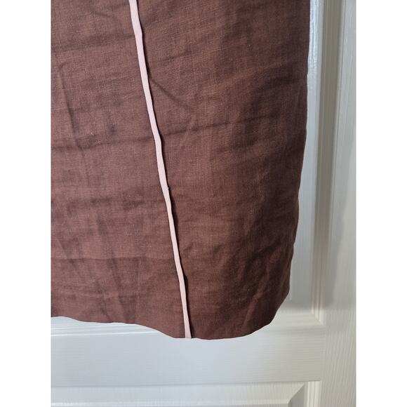Spenser Jeremy Chocolate Brown Pink 100% Linen Retro Mod Knee Length Dress Sz 10 - Picture 6 of 12